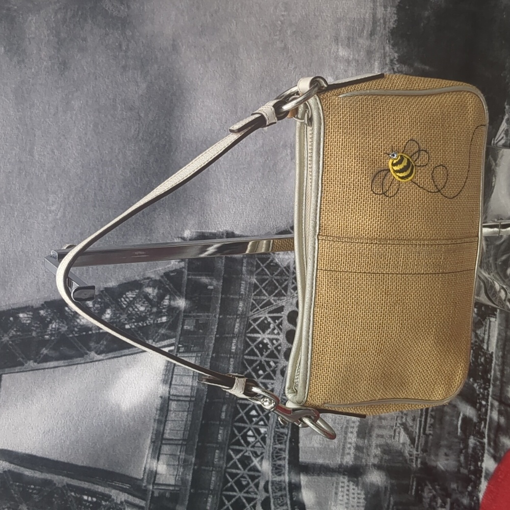 Coach LE Limited Bumble Bee Floral Y2K Mini Bag w Raffia Shoulder Purse - Picture 5 of 14